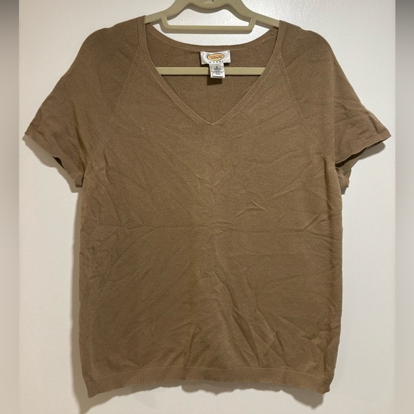 Talbots Caramel V-Neck Short Sleeve Top X - Picture 1 of 10